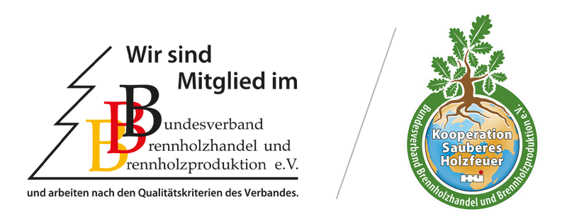 Zertifizierungen: Mitglied im Bundesverband Brennholzhandel und Brennholzproduktion e.V., Zertifizierung Kooperation Sauberes Holzfeuer
